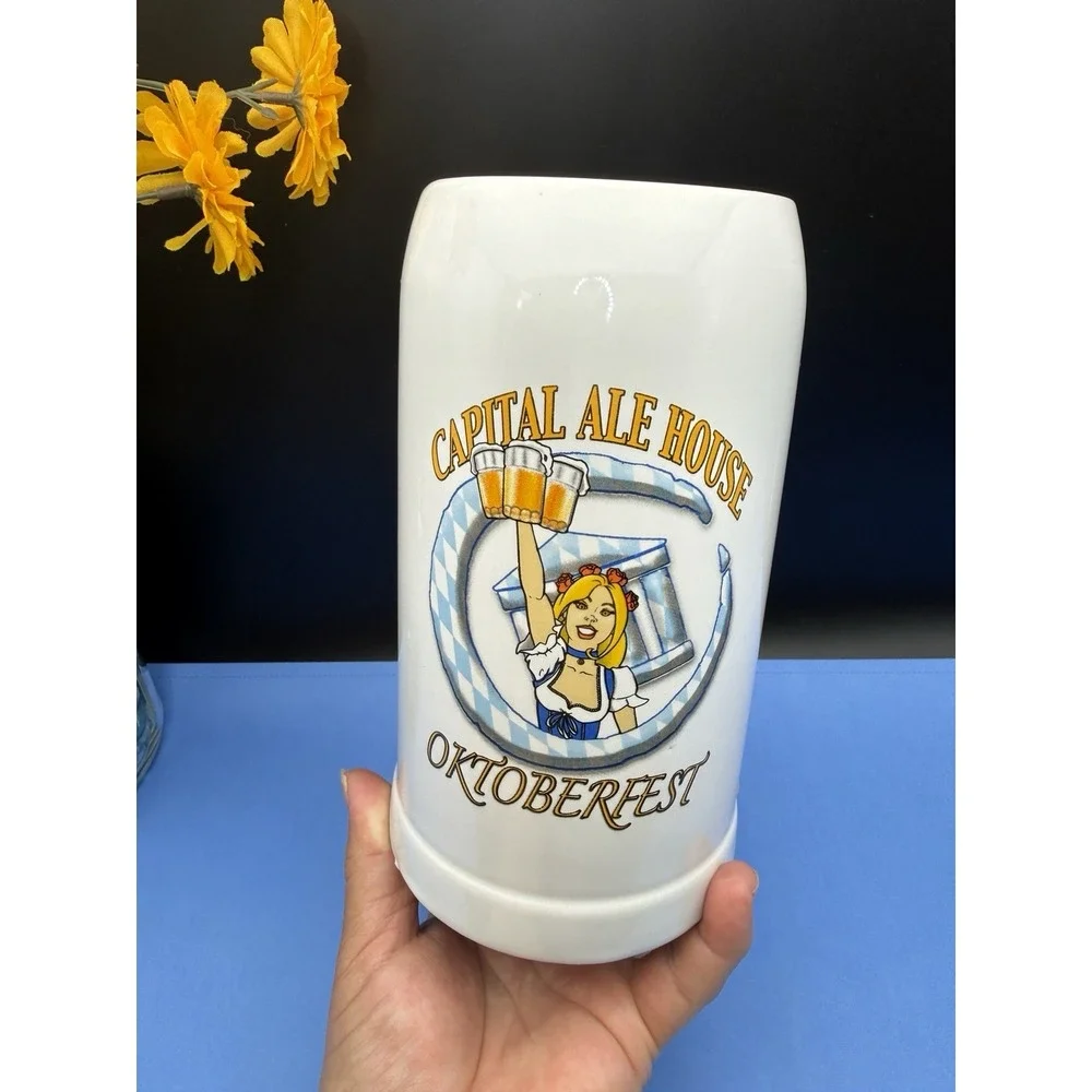 Capital Ale House Oktoberfest Ceramic Beer Stein Mug 1 Liter- Blonde Girl Design